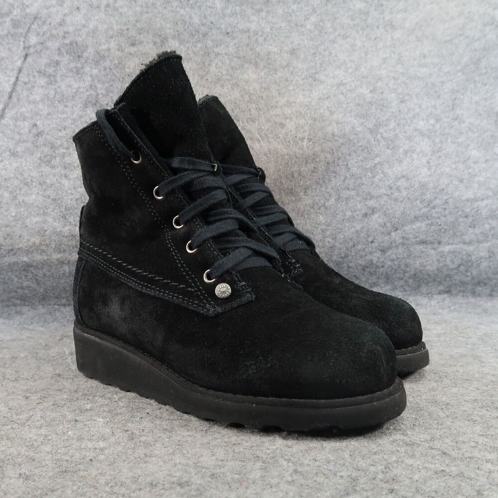 Bearpaw Shoes Women 6 Ankle Boot Lace Up Krista Leather Winter Warm Leather Wool